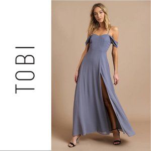 Slate Blue Off-shoulder Maxi Dress